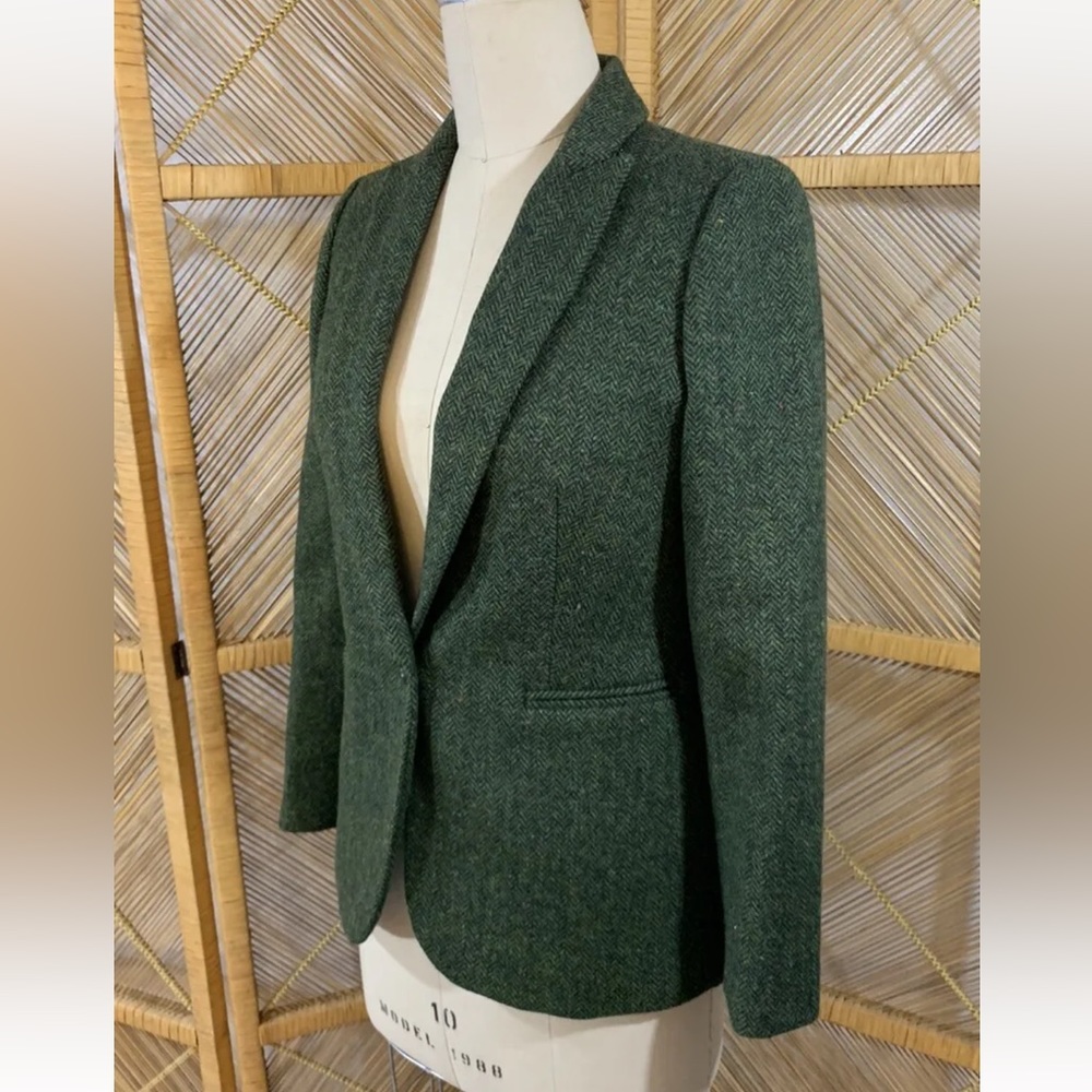 NWOT J. CREW ‎ Parke Blazer English Wool Herringbone Tweed Green Jacket 6P - Picture 12 of 14